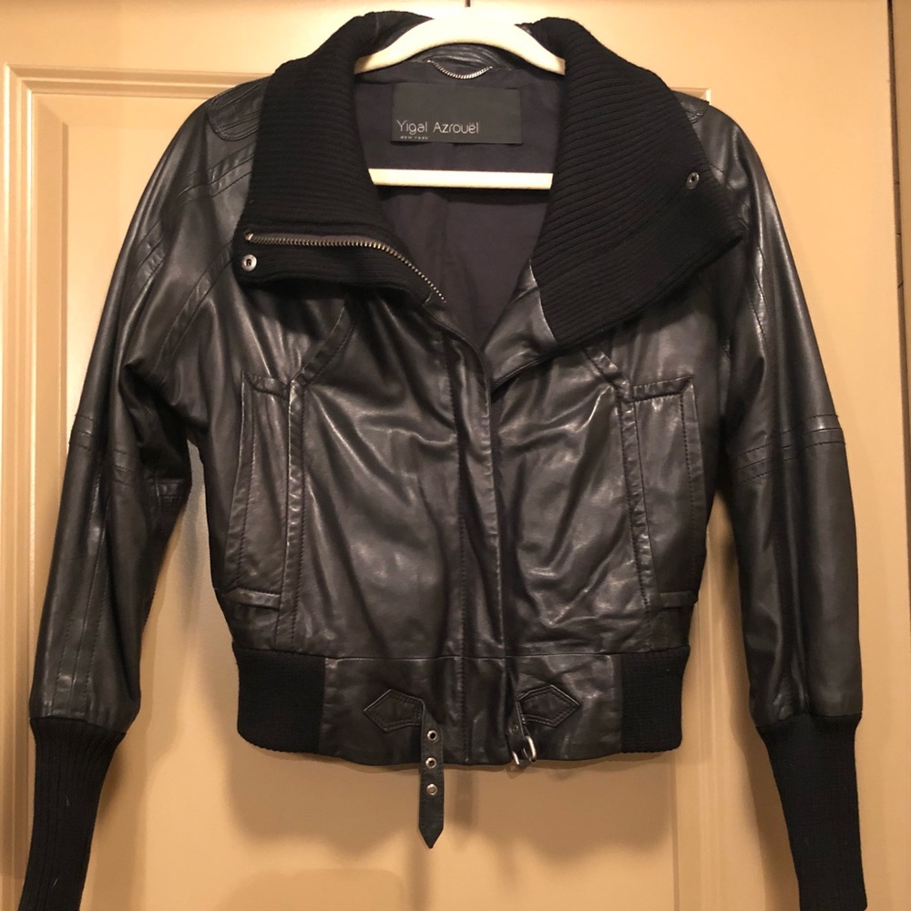 Yigal Azeouel Black Moto 100% Leather Jacket